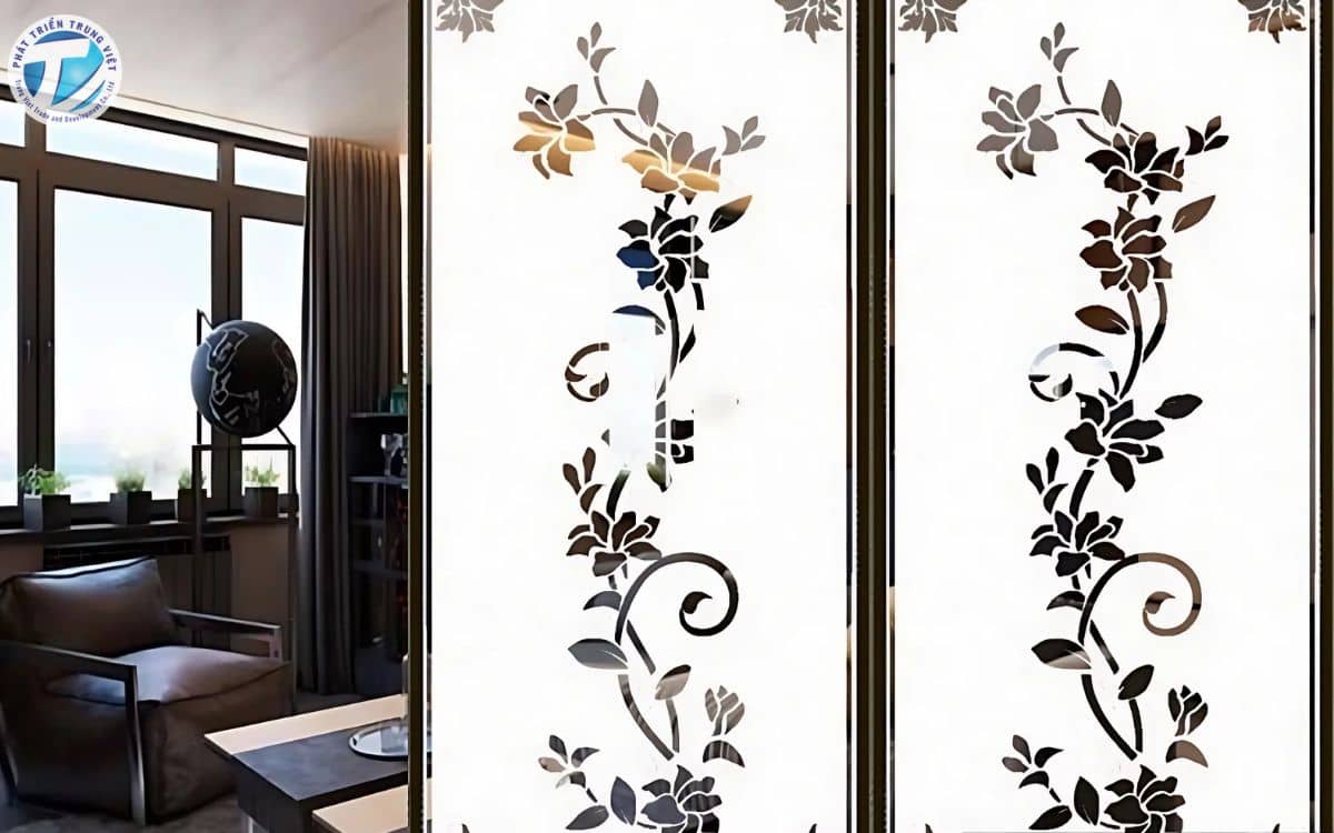 Decal dán kính mờ hoa văn nghệ thuật 